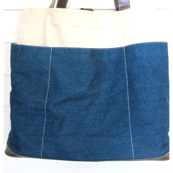 *MUST BUNDLE* Longaberger Canvas & Denim Tote Travel Bag with Keychain - Picture 4 of 9